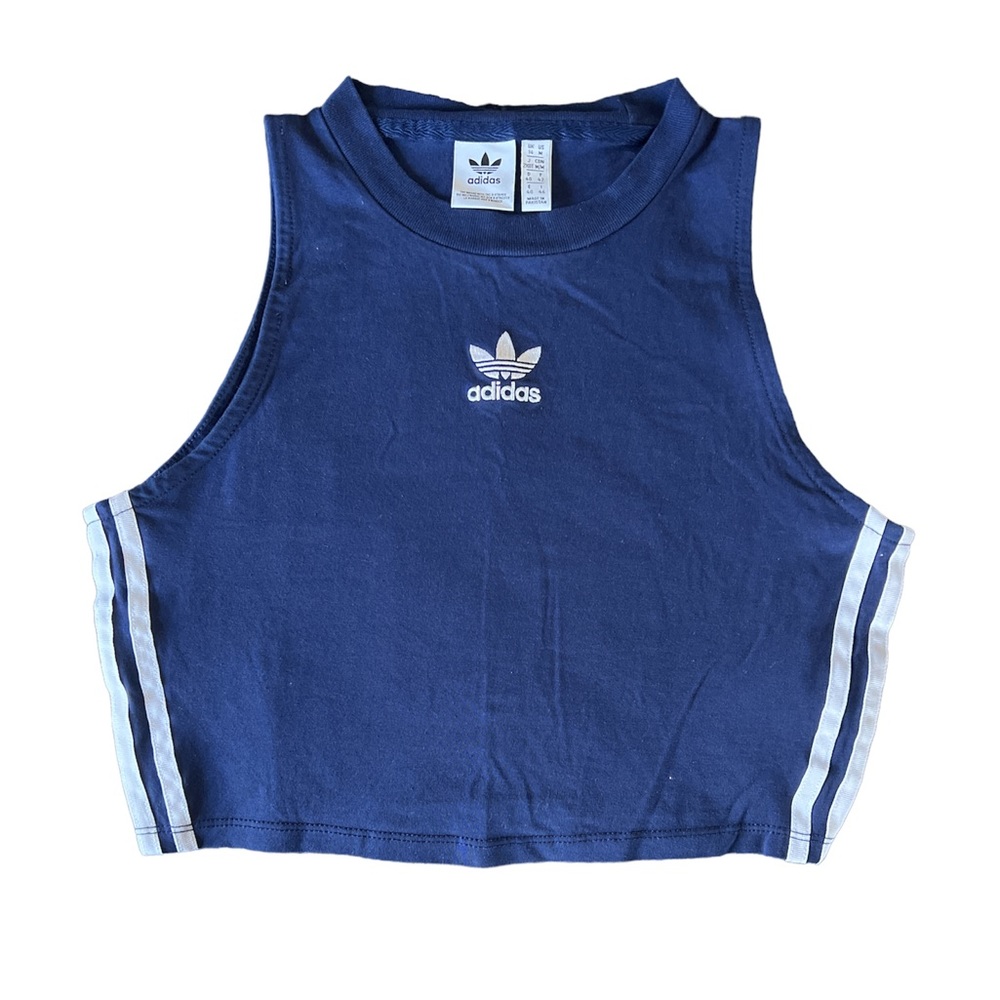 Adidas navy fitted athletic crop top